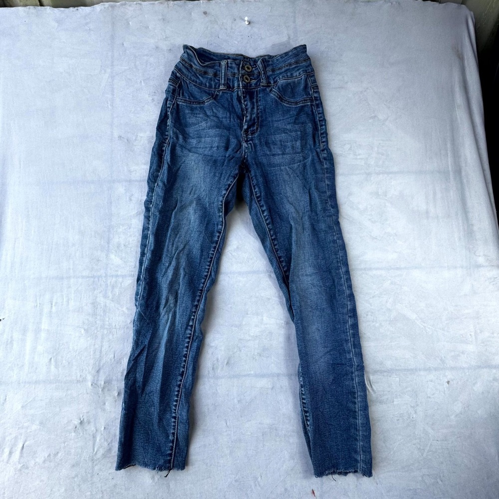 Los Angeles Jeans Womens 21x23.5 Blue Denim Cotton Stretch Frayed Hem Skinny Leg